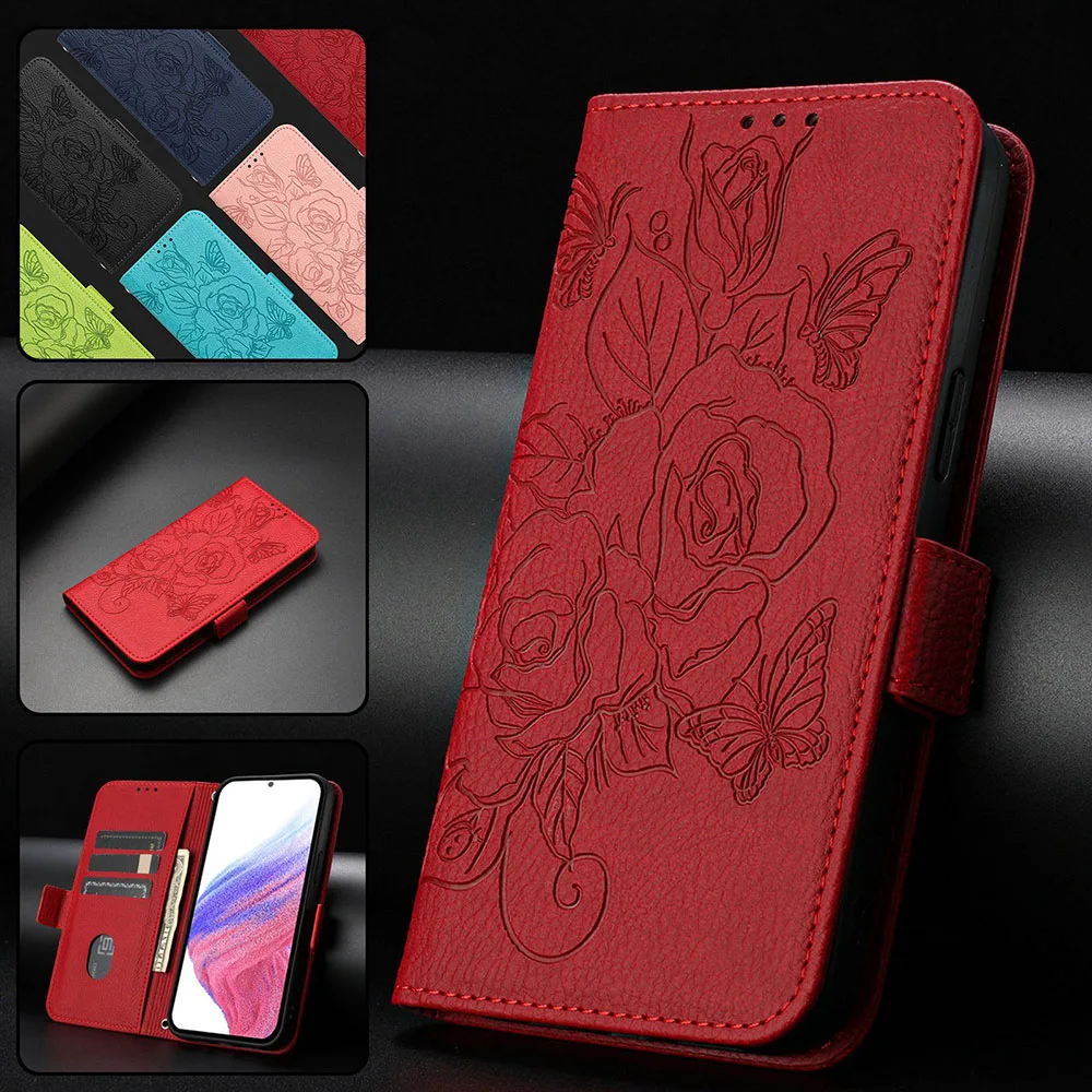 Rose RFID Shielding Wallet Case with Flip Phone Back Cover