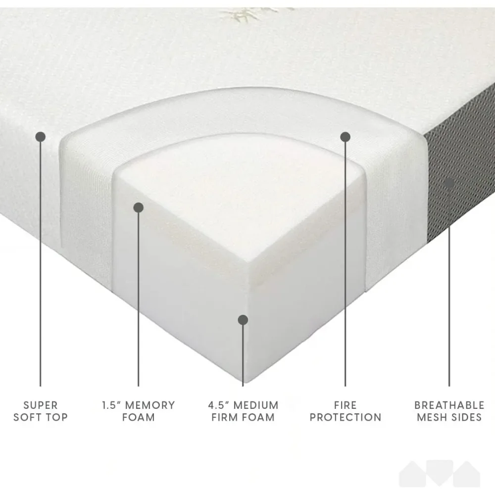 Portable Foldable Mattress Queen with Memory Foam & Washable Cover, Tri-Folding Floor Bed, Camping, Fold Up Guest Bed 3