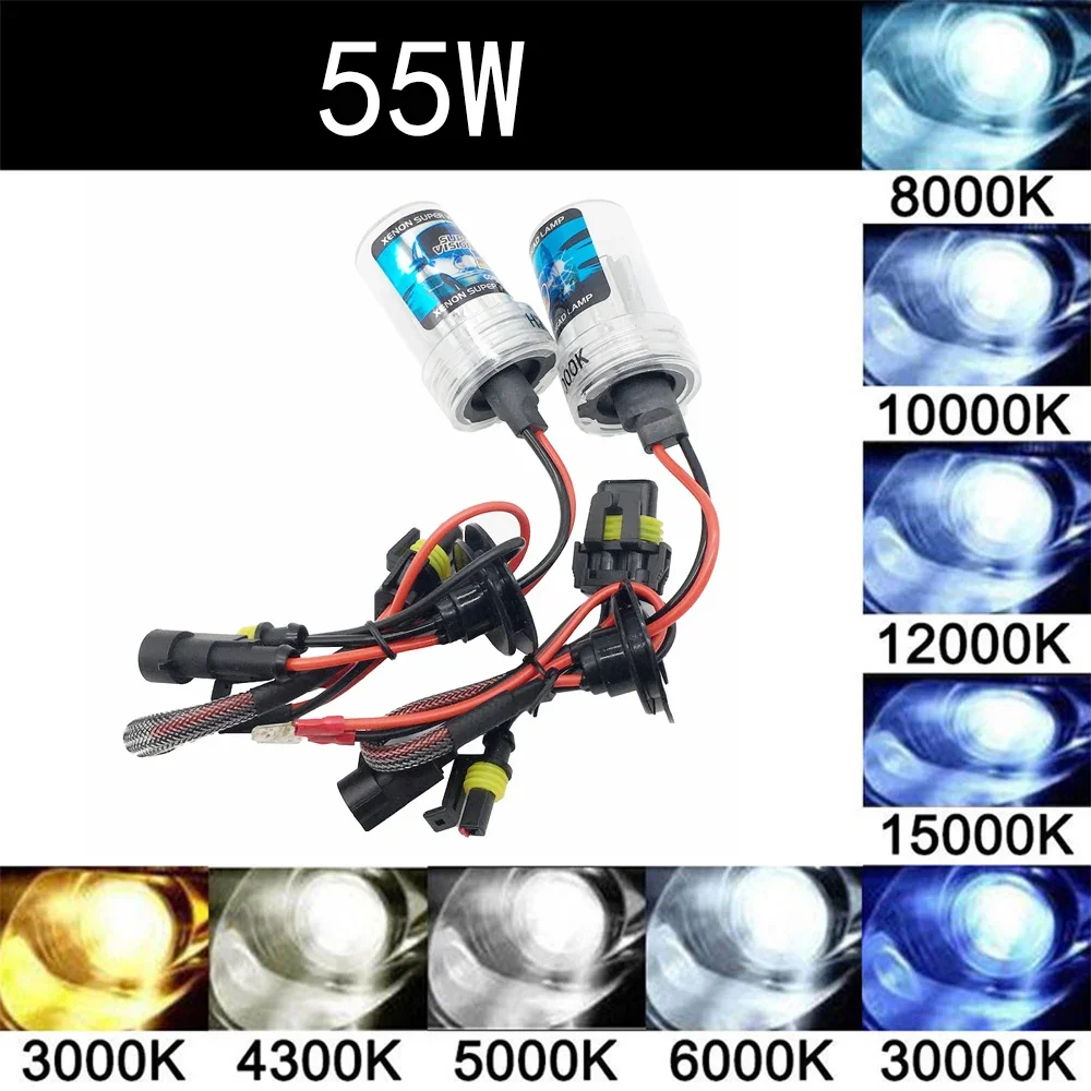 

2PCS 55W HID Xenon Kit Light Bulb H1 H3 H7 H11 880 9005 9006 3000K 4300K 6000K 8000K DC 12V Car Headlight Headlamp Fog Lamp