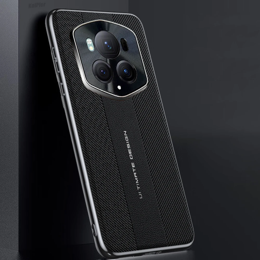 Premium Genuine Leather Shockproof Back Cover with Plating Bumper