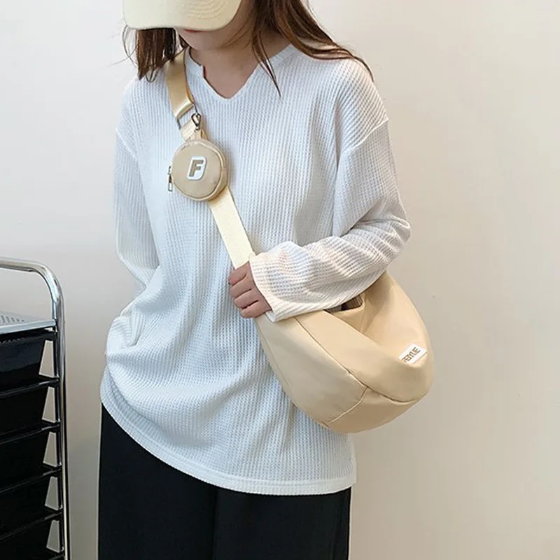 Summer Japanese Dumpling Messenger Bag - Nylon Canvas Large Capacity Tote, Convertible Shoulder & Crossbody Commuter Purse