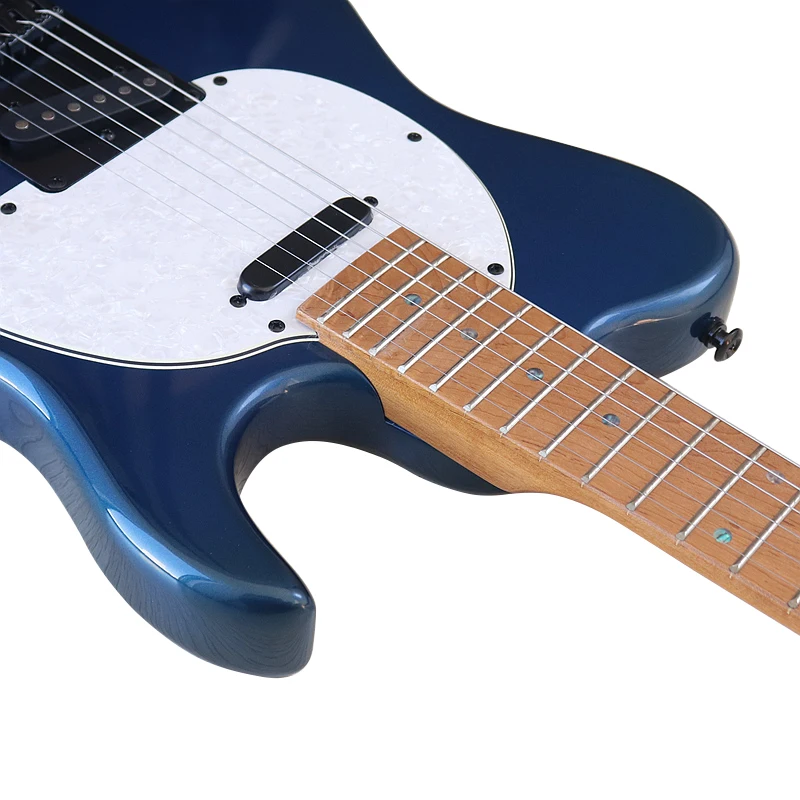 6 Strings Electric Guitar Metaillc Blue Solid Okoume Body 39 Inch High Glossy Guitar Canada Maple In Stock