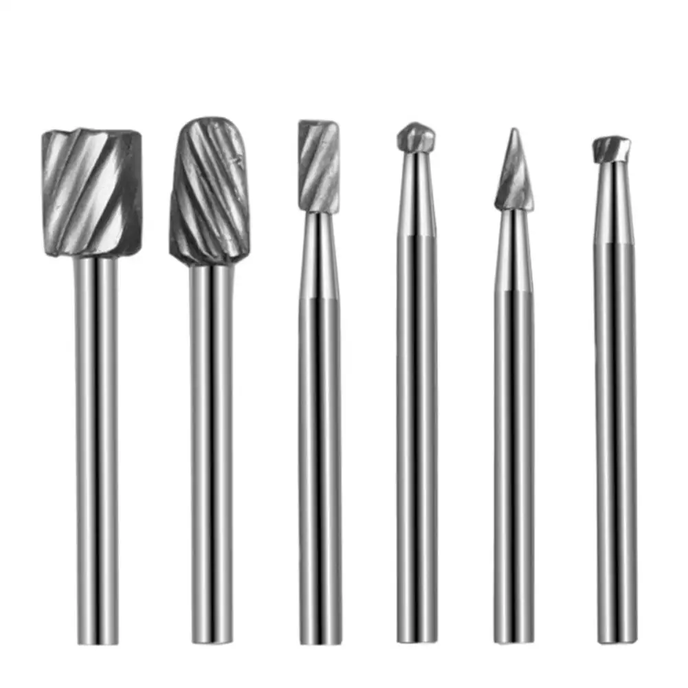 

6pcs High Speed Steel Rotary Cutter Files Grinding Engraving Drilling Bit Hand Tool Set HSS Woodworking Tools