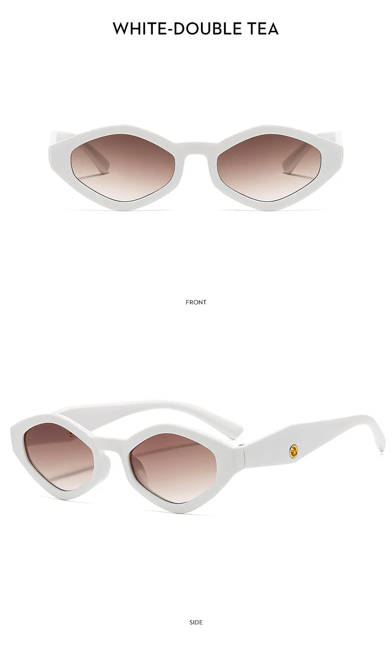 2 stücke Mode Diamant Geformt frauen Sonnenbrille Vintage Kleine Rahmen Punk Hip-hop Polygonale Sonnenbrille Outdoor Reise Brillen – Detail 9