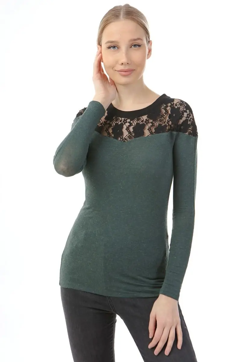 Rodi Women Top Lace Laced Combed Cotton Blouse DS21KB451421 | Женская одежда