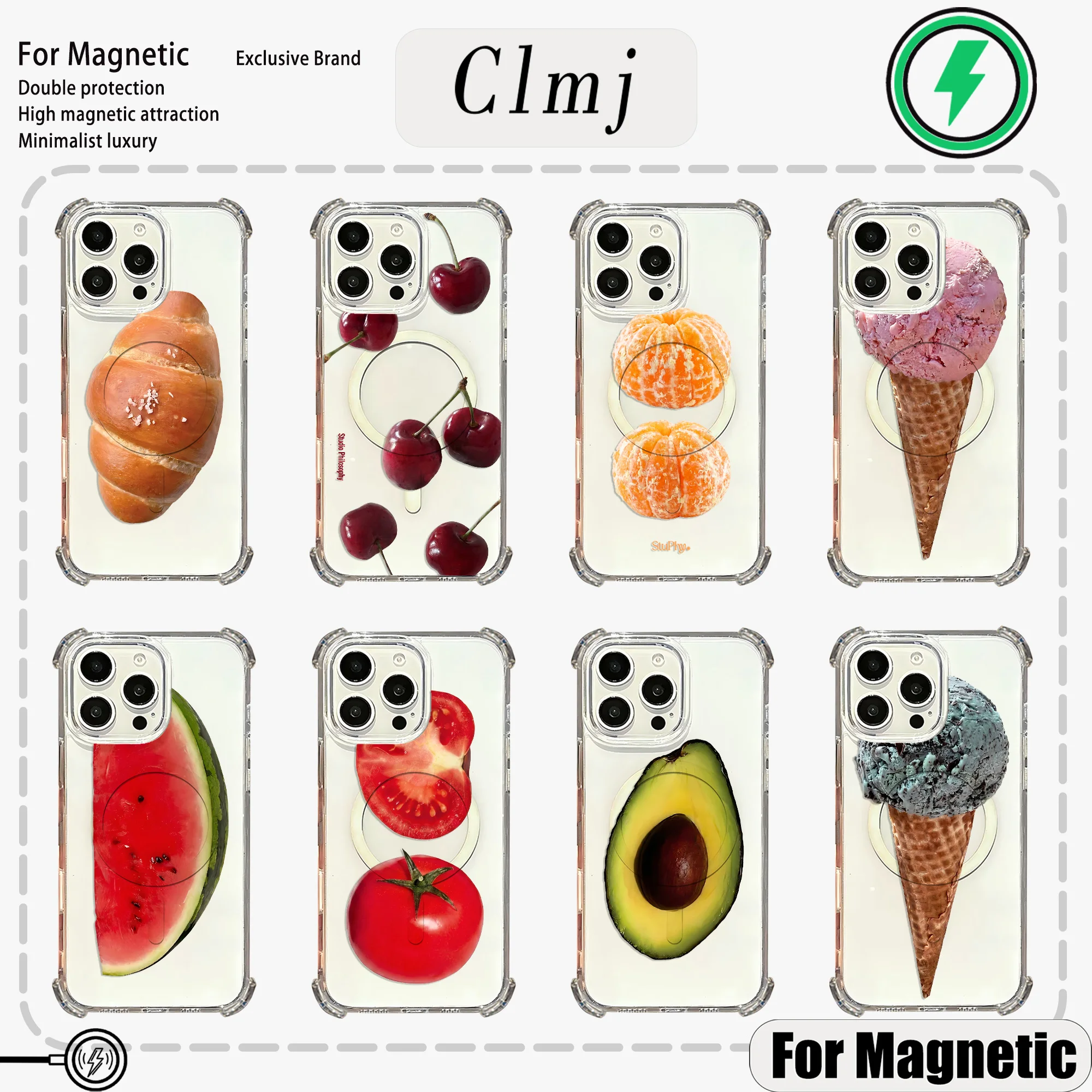 Magnetic Summer Vibe Cute Food Phone Case - Clear Anti-Fall Protective Cover