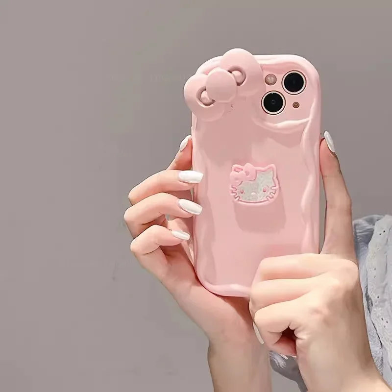 thumbnail image 1 of Sanrio Bowknot Hello Kitty Soft TPU Case For Samsung Galaxy S23 S22 Ultra S21 S20 FE A14 A24 A25 A23 A33 A53 A34 A54 Wave Cover, 1 of 5