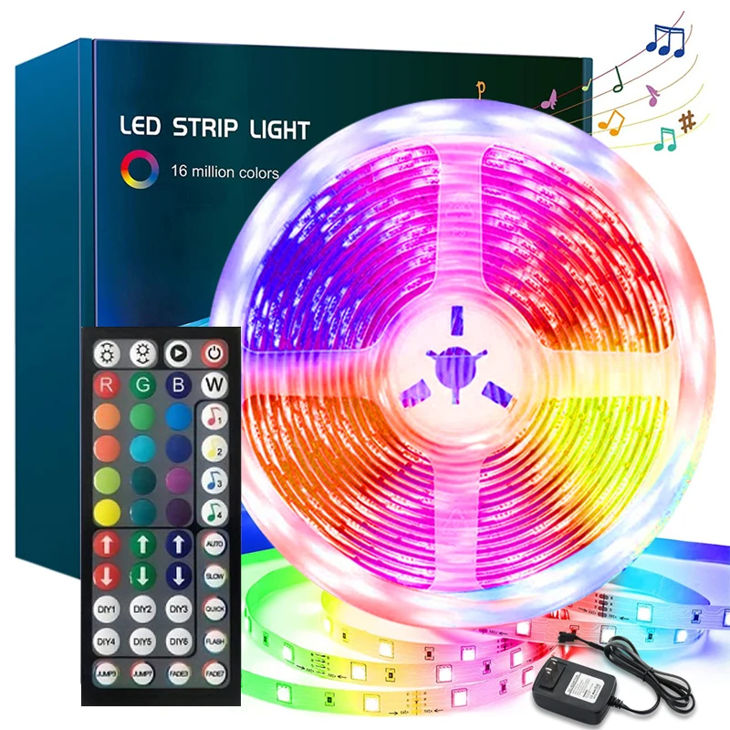 100ft/1181.1inch (1 Roll) RGB LED Strip Lights Music Sync Color Changing Lamp With Remote&App Control Room Lighting Luces Led