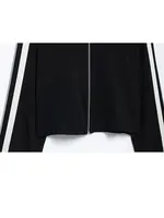 HH 2024 Female Street Trendy Trousers Suits Lapel Zipper Cropped Jackets+Elastic Waist Wide Leg Long Pants Causal Autumn Set - Image 6