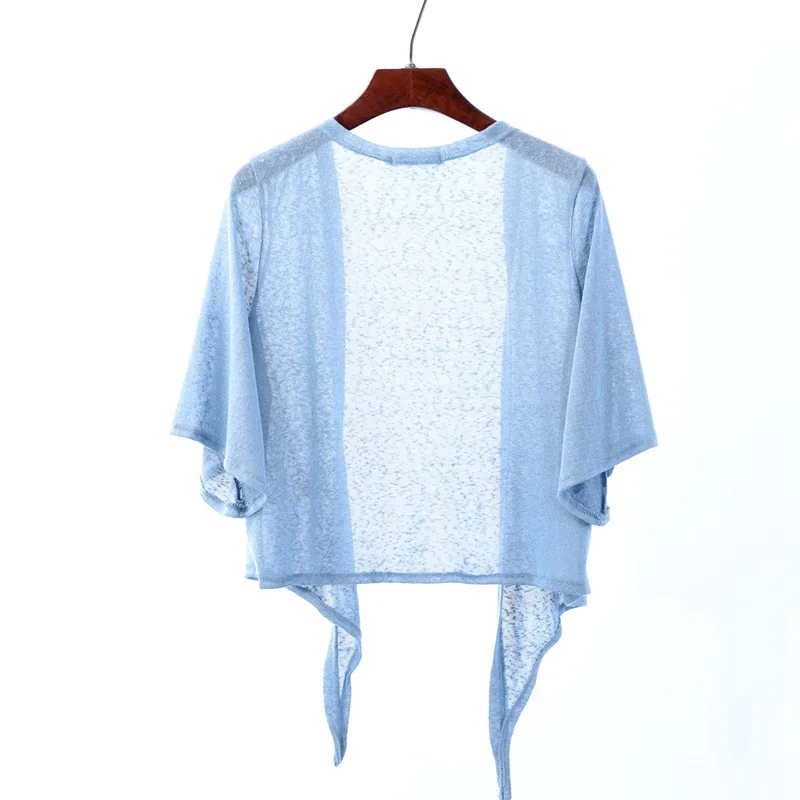 

Summer Cape Elegant Short Cardigans Shawl Women Sunscreen Shirt Seaside Vacation Beach Knitted Tops Loose Knitted Cardigan