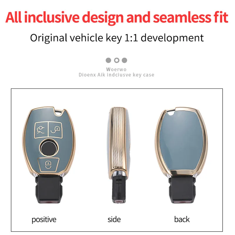 Copertura della cassa chiave dell'automobile di TPU per Mercedes Benz w211 w204 A B R classe G GLK GLA GLC GLR W210 W176 W202 W463 accessori Shell portachiavi - S39e7dab9cdbb48c2bd21af741749698bE