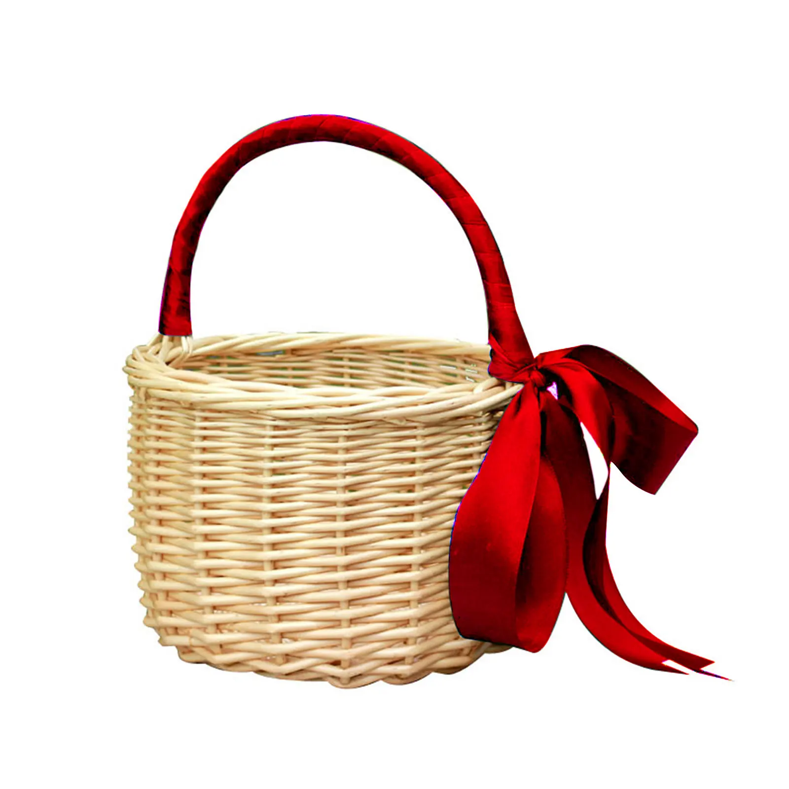 Picnic Basket Flower Girl Hand Gift Flower Basket Rattan Tassel Lace Princess Basket Handbag Floral Flower Arrangement