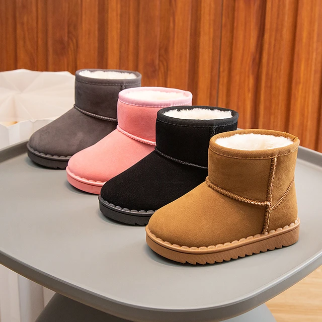 Children Snow Boots Concise Style Plush Chunky Winter Kids Short Boot Solid Color Slip-on Unisex Classic Boys Girls Shoes 23-36 1