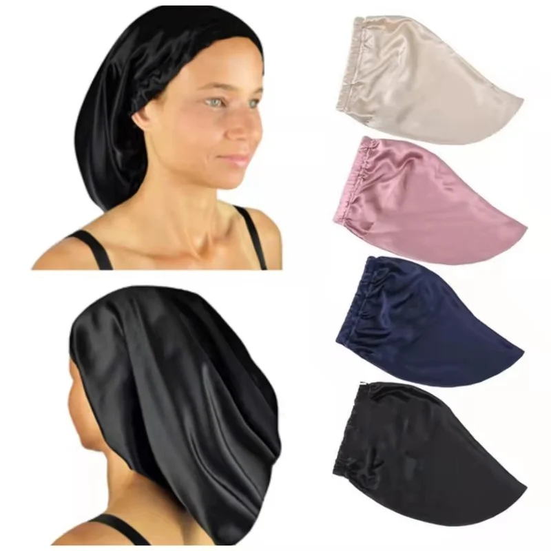 Luxury Pure Silk Hair Bonnet For Sleeping 100 Mulberry Silk Sleep Night Cap Long Hair Silk Turban Big Volume Curly Hair Headwrap 4