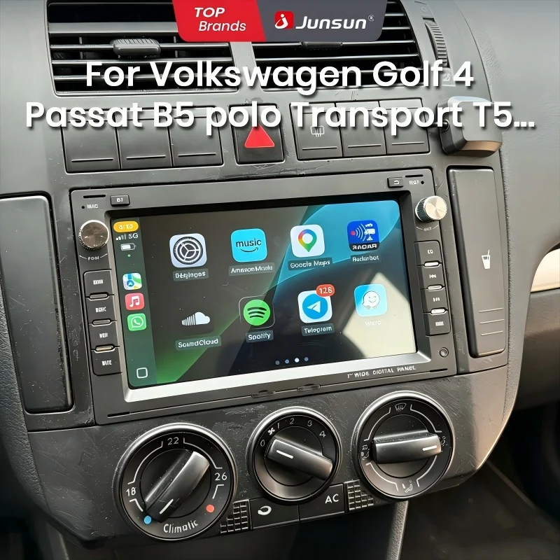 Radio Estéreo para Auto Junsun 4G Android para VW Golf 4 MK4 Passat B5 Polo Bora Jetta T5 Transporter GPS WiFi Bluetooth FM RDS CarPlay Inalámbrico Android Auto Pantalla Táctil 1