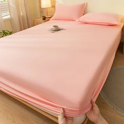 Premium Cotton Fitted Sheet with Elastic Band - Adjustable Non-slip Mattress Cover - Customized Size (Pink)