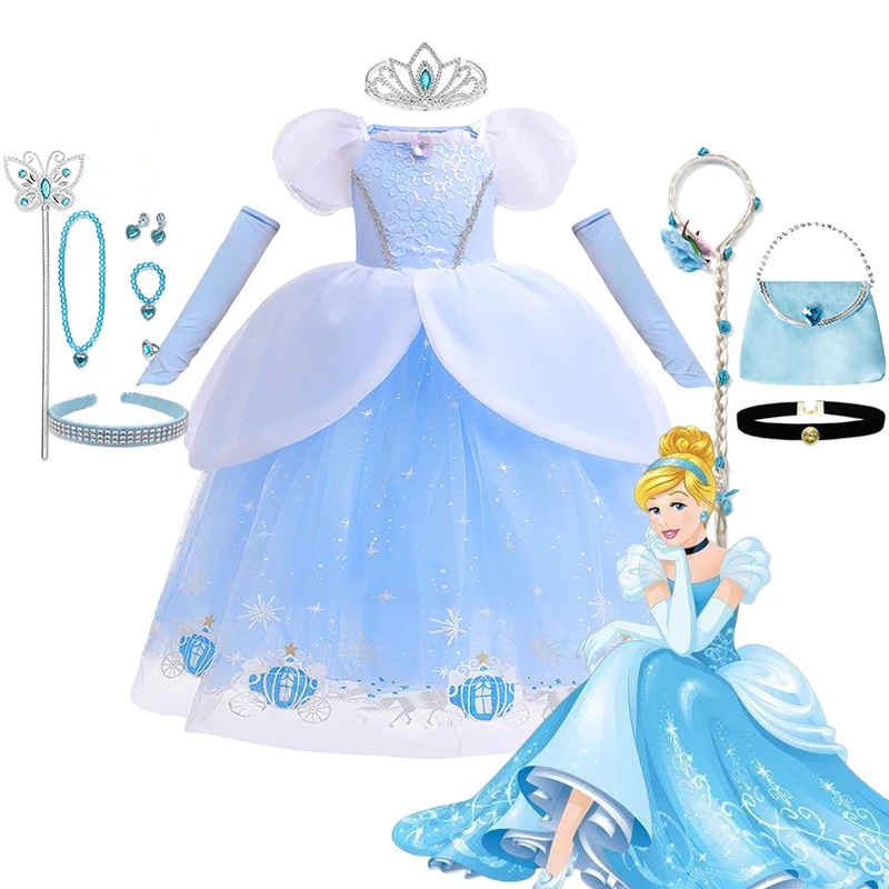 Disney Cinderela Vestido Meninas Festa De Halloween Princesa Coplay Roupas  Para Crianças Butterfley Fantasia Traje Crianças Roupas 2-10t - Vestidos De  Fantasia Para Crianças - AliExpress