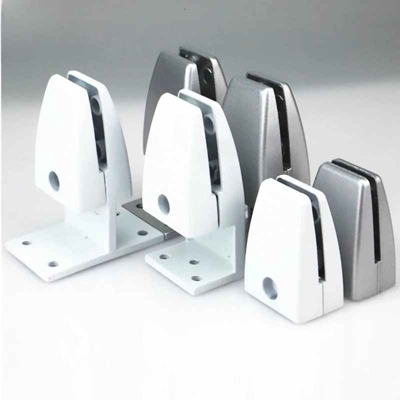 Silver Aluminum Alloy Clips Adjustable Office Screen Clapboard Glass Shelf Clamp Bracket Holder