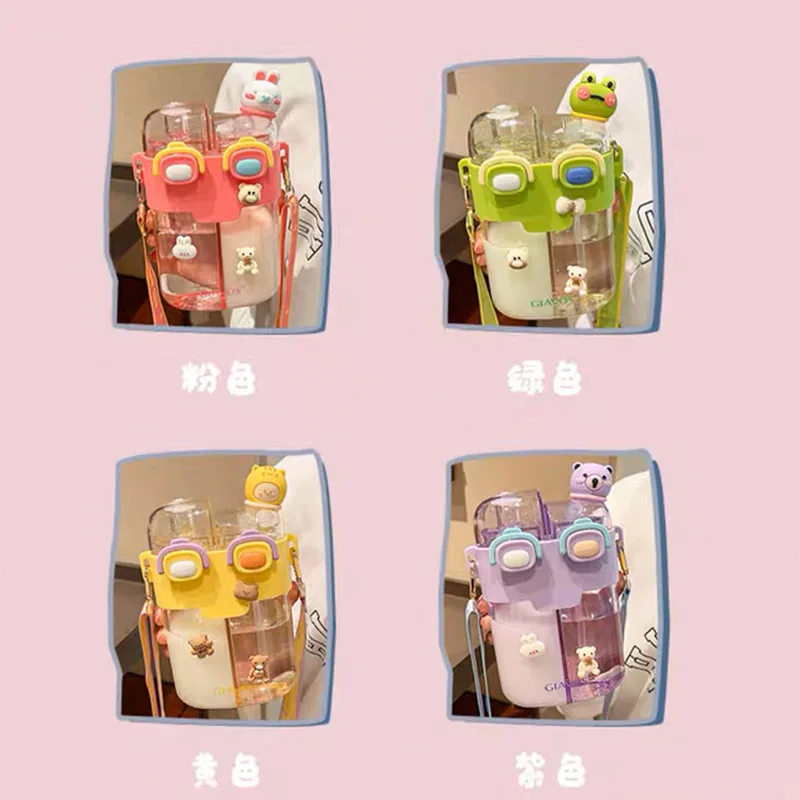 Doll Magic Double Fight Cup With Straw One-Click Press Ptcg Material Safe To Drink Cute Style - 500Ml