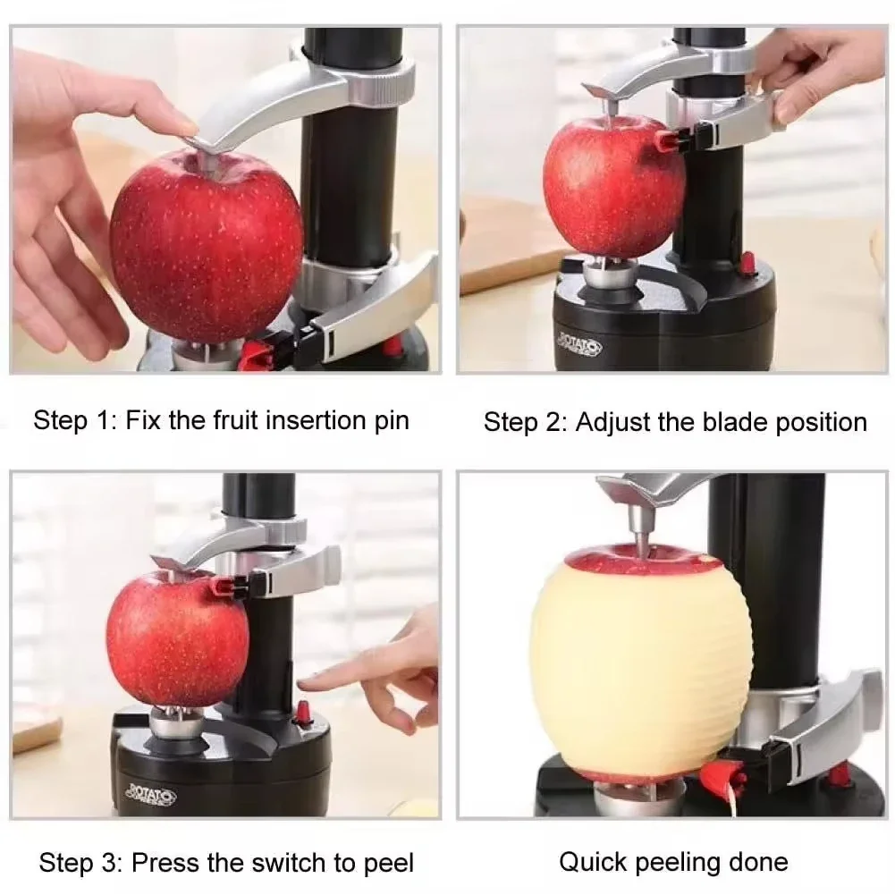 Electric Potato Peeler with  Stainless Steel Automatic Rotating Fruits  Potato Peeler Cutter Machine Kitchen Peeling Tool 4