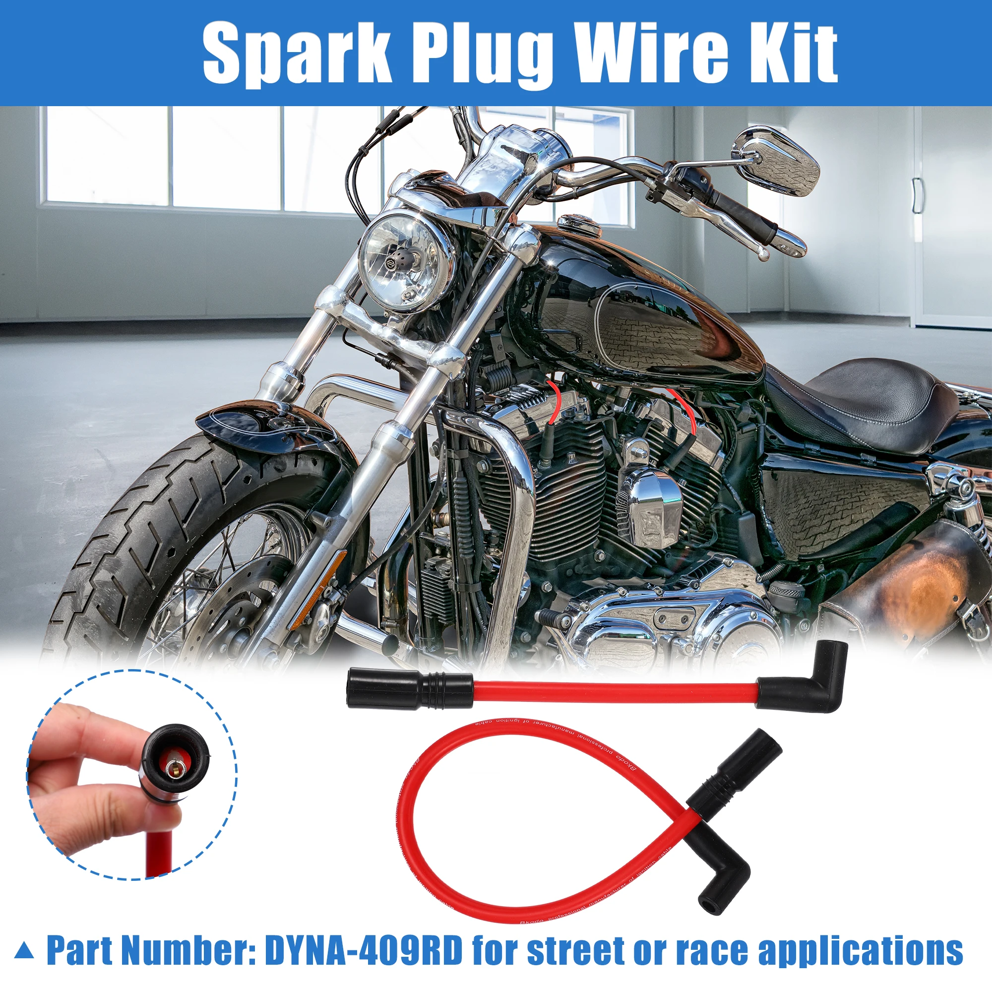 Motorcycle Spark Plug Wire 2 PCS 10.4mm 10mm For Harley-davidson Softail Dyna FXD 1999-