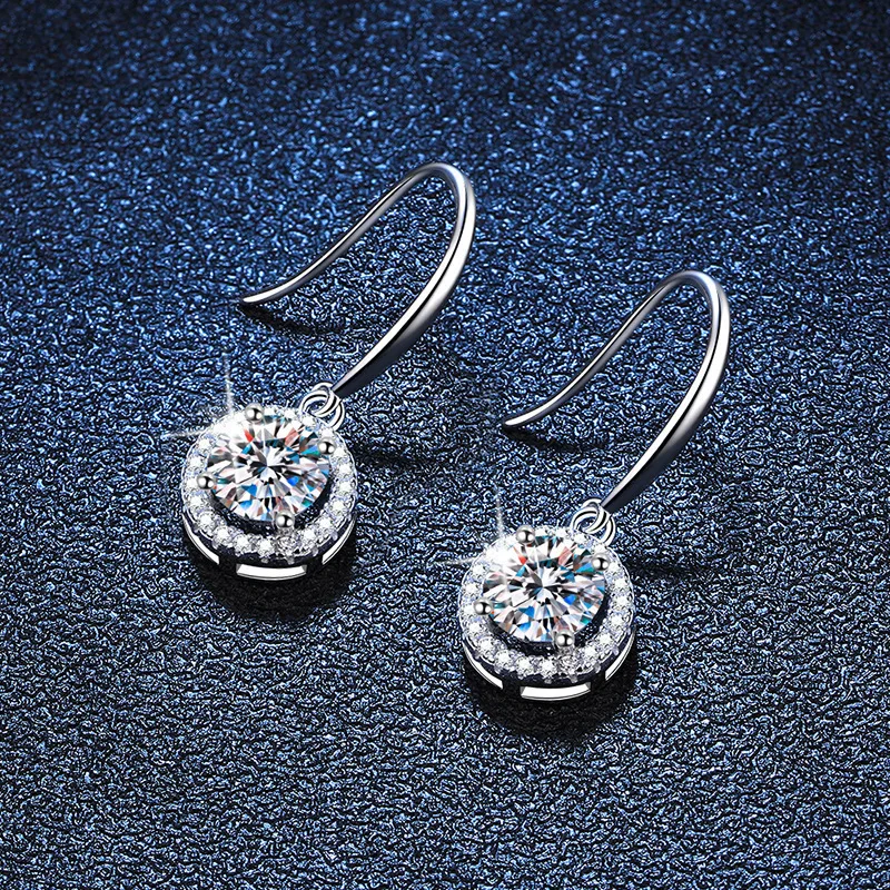 925 Sterling Silver Moissanite Earrings - Detail View