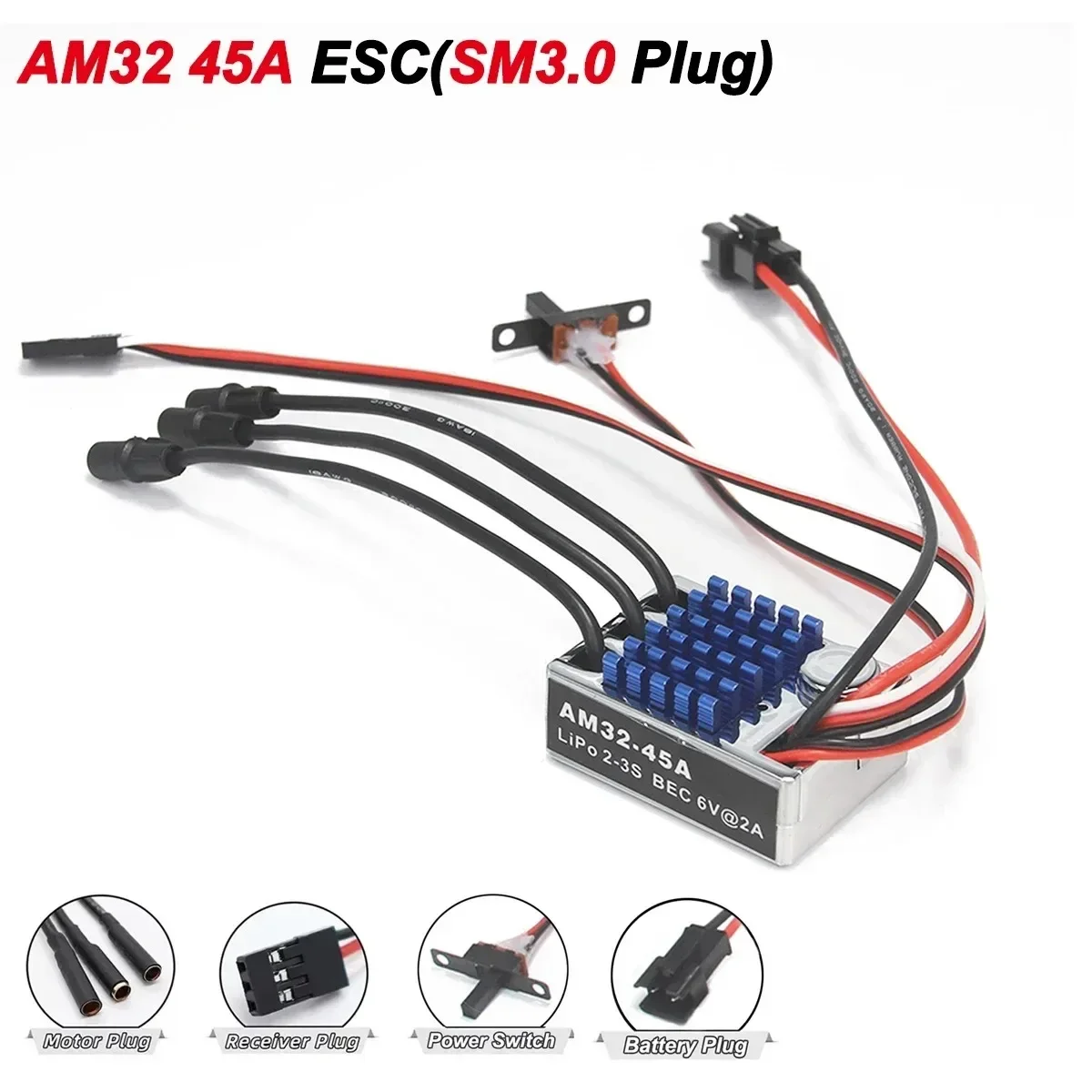 High-Performance 2600KV Outrunner Motor with 45A ESC and Lightweight Servo for RC Cars