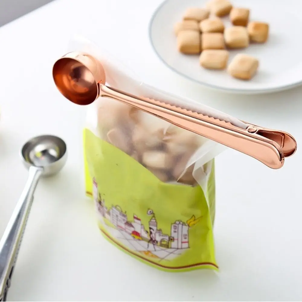 Stainless Steel Coffee Spoon Bag Clip Sealing Tea Measuring Coffee Scoop Clip Multifunctional Food Kitchen Tools sealing clips bag clips bread bag clips kitchen bag clips storage bag clips