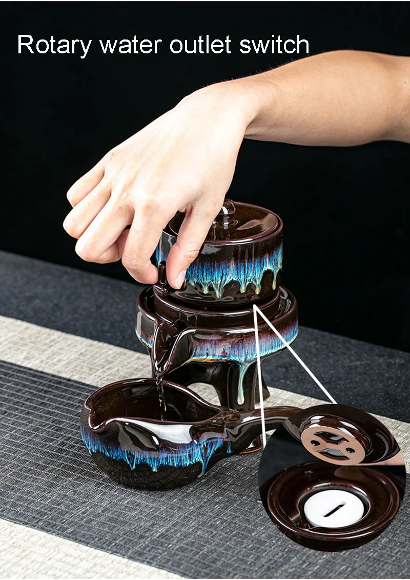 Exquisite Stone grinding shape tea set,Handmade Tea Pot Cup Set Chinese Tea Ceremony Gift GungFu Cup