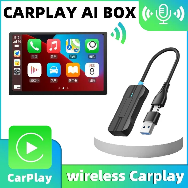 

2 In 1 Mini Carplay Wireless Auto Adapter USB Type C Plug & Play Player Kit For Car OEM Wired Carplay For Apple Phone iOS