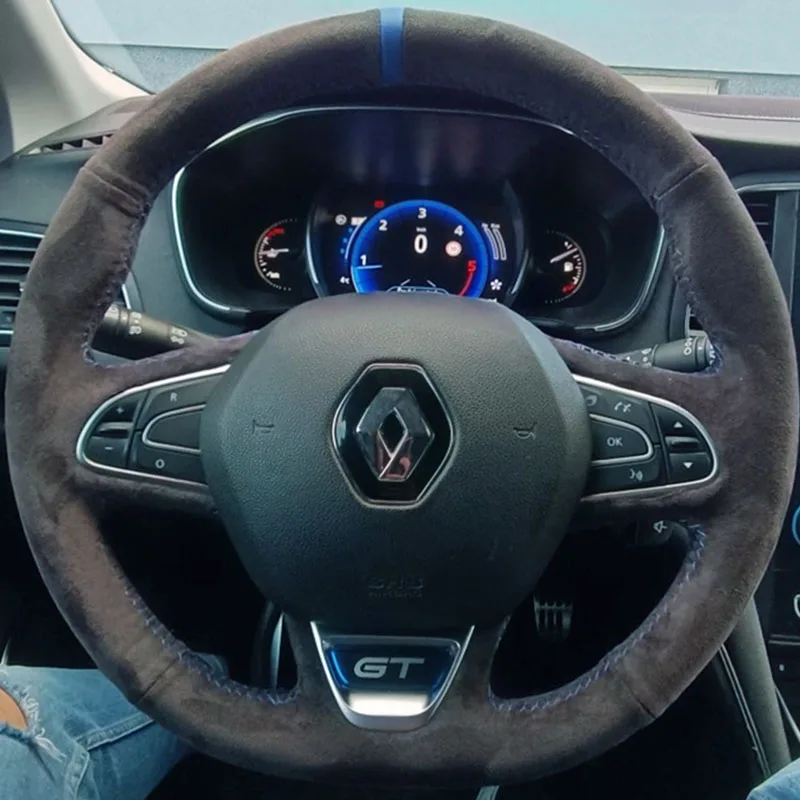 

For Renault Kadjar Koleos Megane Talisman Scenic 2016 2017 Personalized Hand-stitched Non-slip Leather Car Steering Wheel Cover