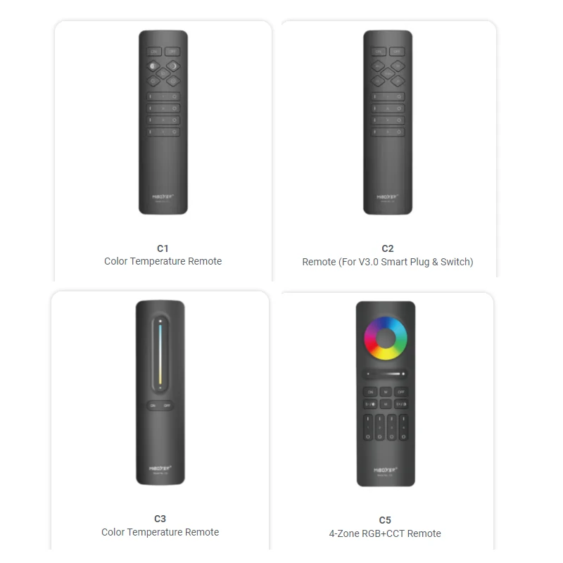 Miboxer C1 C2 C3 C5 Magnetic LED Remote Color Temperature 4-Zone RGB+CCT 2.4G RF Wireless Brightness Adjustable Lighting
