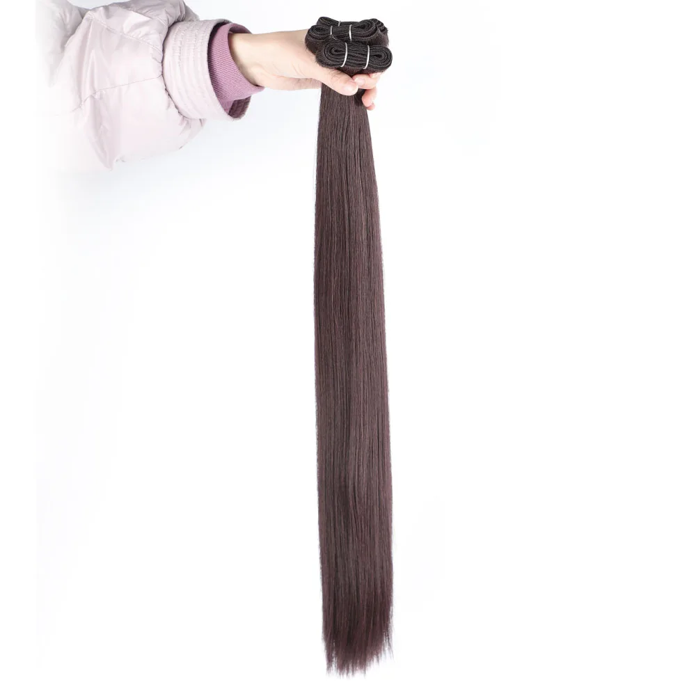 Straight 8-26 Inch Bio Fiber Hair Weave Organic Hair Blend Bundles Straight Hair Burgundy Color Organic Hair Blend Extension