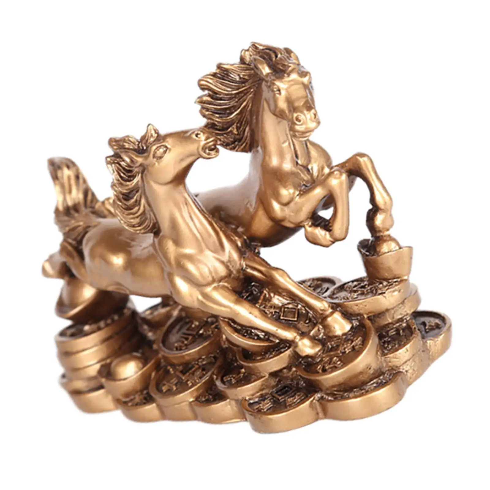 Resin Running Two Horses Statues Animals Figurine for Tabletop Indoor Home