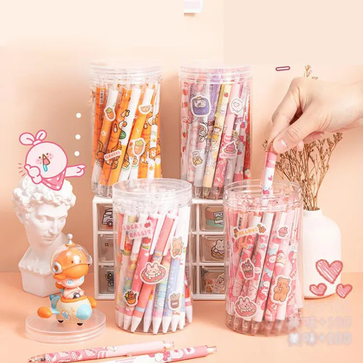 

4 box/lot Cartoon Animal Press Gel Pen Cute 0.5mm Black ink Neutral Pens School Office writing Supplies Promotional Gift