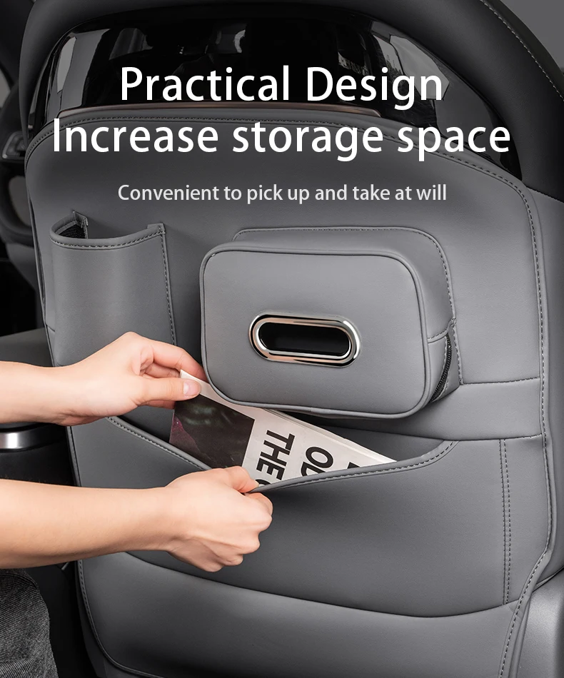 For ZEEKR 7X Multi-functional seat backrest anti-kick pad Tissue bags and cup ba