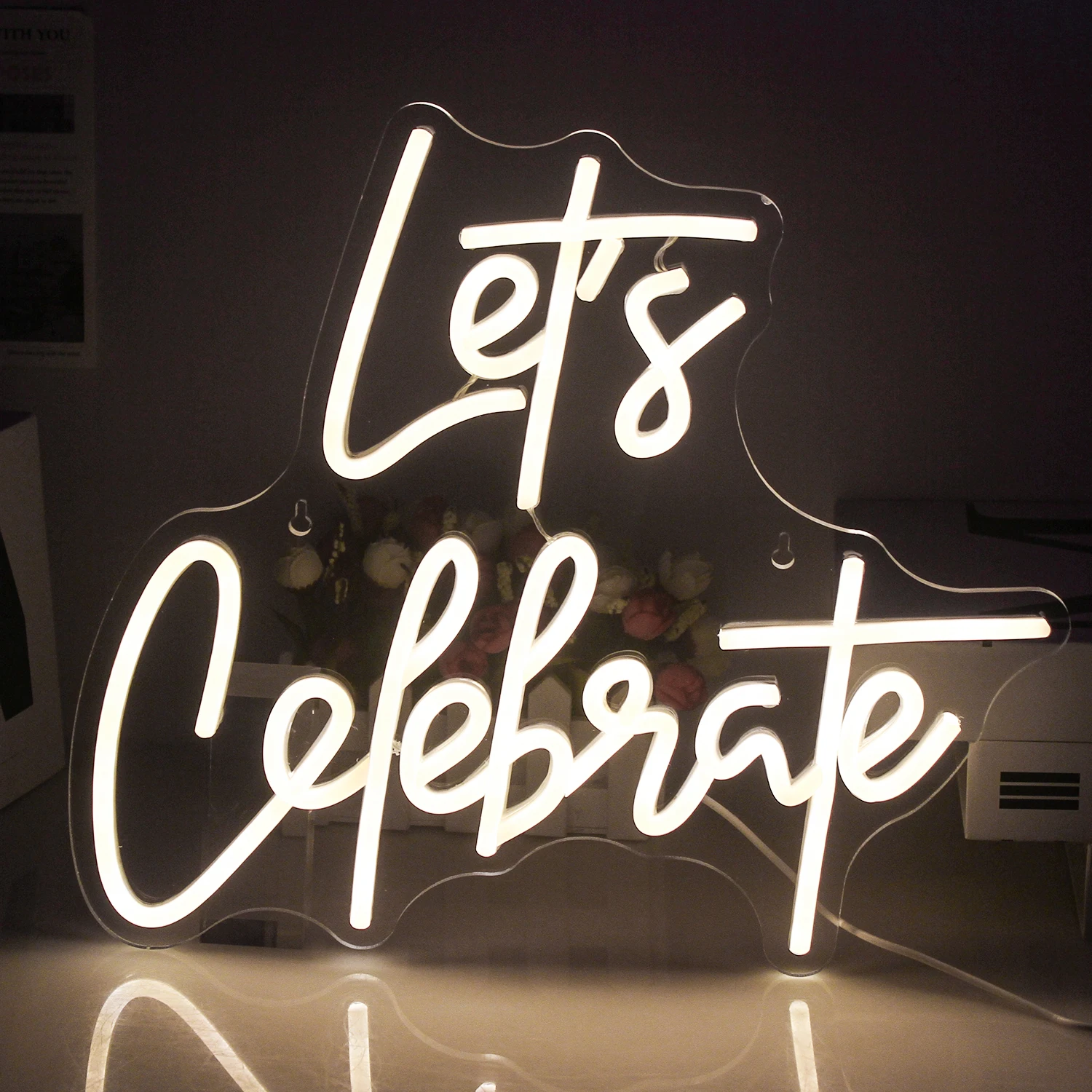Let's Celebrate LED Neon Light Sign Studio Room Home Christmas Party Bar Outdoor Wedding House Wall Decor Kids Night Lamps Decor