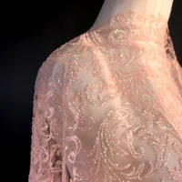 Pink Glitter Sequin Gauze Material High-Quality Patterned Gold Stamping Fabric For Evening Dress performance Fabric Diy Sewing 2