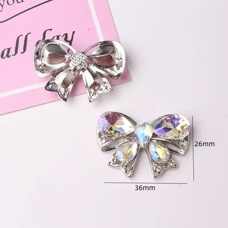 26*36mm 합금 라인스톤 리본 크리스탈 헤어 액세서리, DIY 수제 재료, 의류 및 로리타 의류 2개