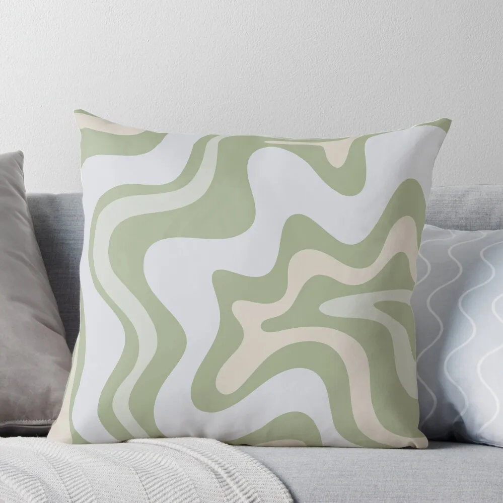 

Liquid Swirl Contemporary Abstract in Light Sage Green Grey Almond Throw Pillow Pillowcase Throw Pillow