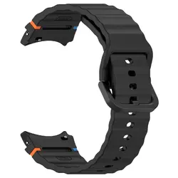 Wave Pattern Silicone Sport Strap - Soft & Stylish Watchband Accessory - GalaxyWatch 5 Series (Black)