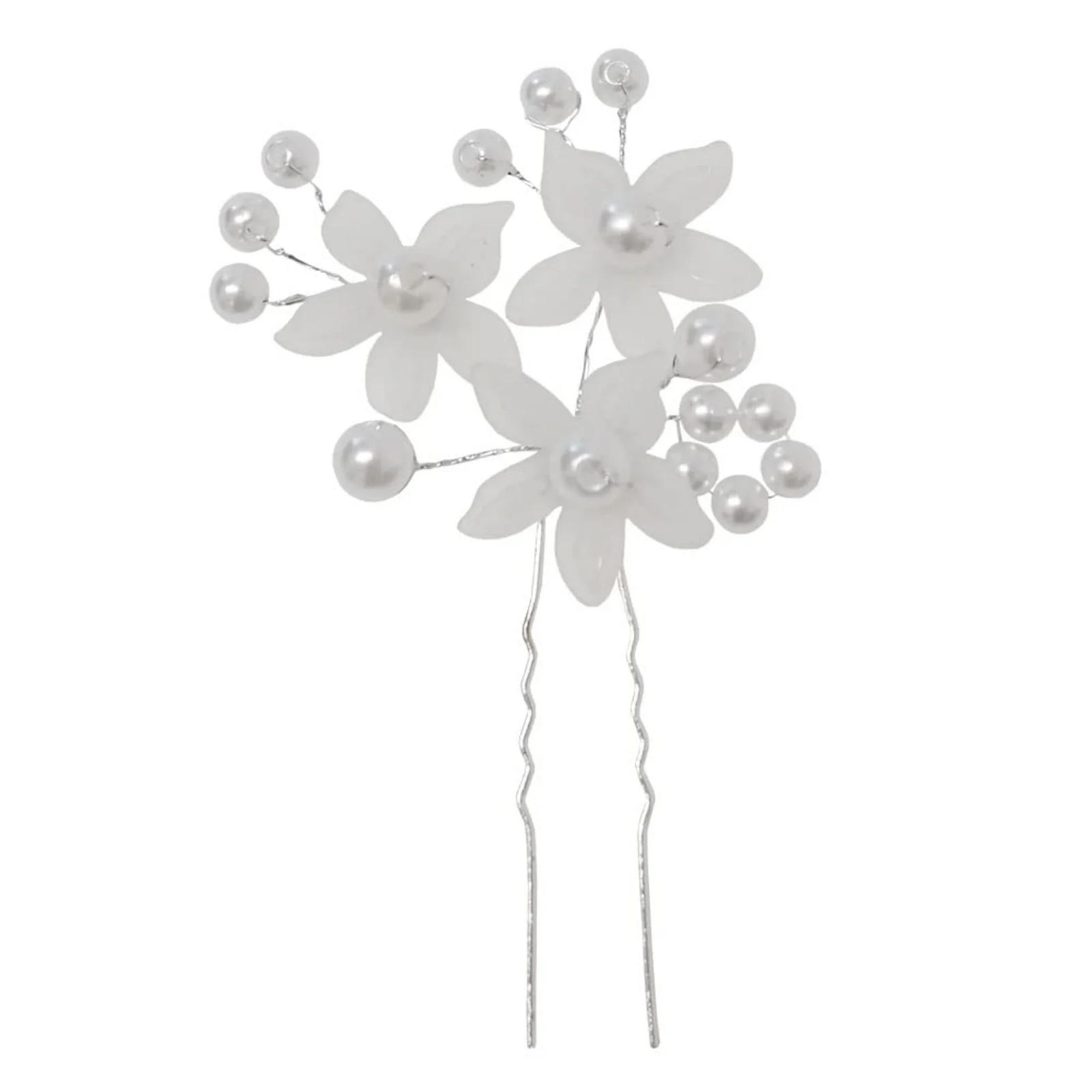 2PCS White Flower Pearl Hair Pins, Elegant Hair Accessories for Updos, Bridal & Formal Occasions