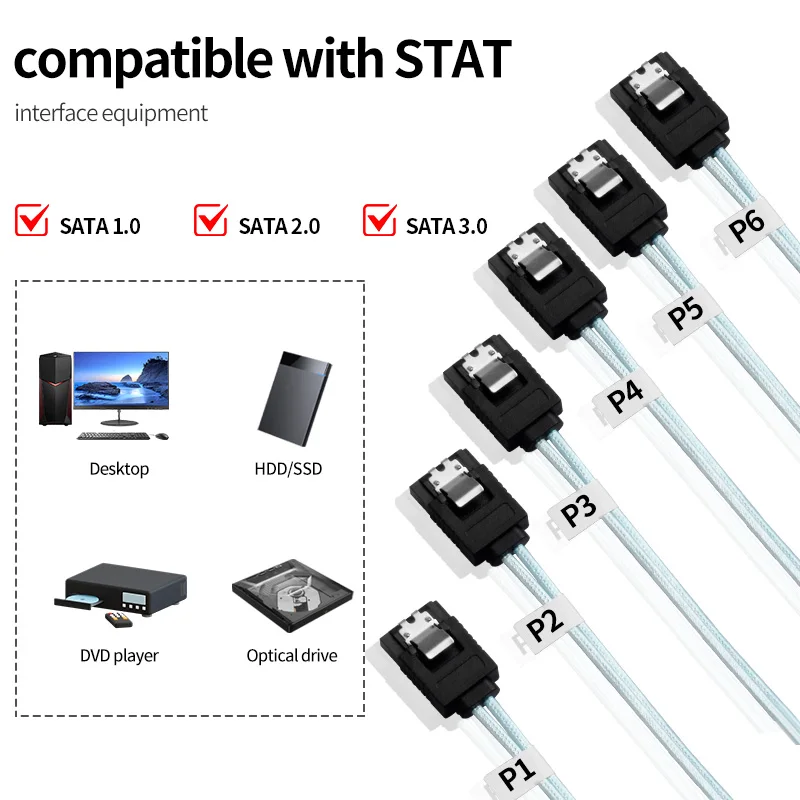 4/6 개/대 Sata-Sata 케이블 6 포트/세트 날짜 케이블 7 핀 Sata Sas 케이블 6Gbps Sata-Sata HDD 케이블 코드 서버 마이닝 용