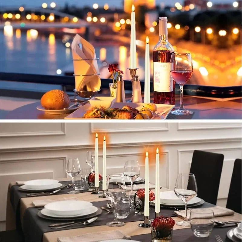 6PCS/1Set LED Candles Flameless Battery Operated Candlesticks Realistic Flickering Flame Christmas Wedding Home Decor