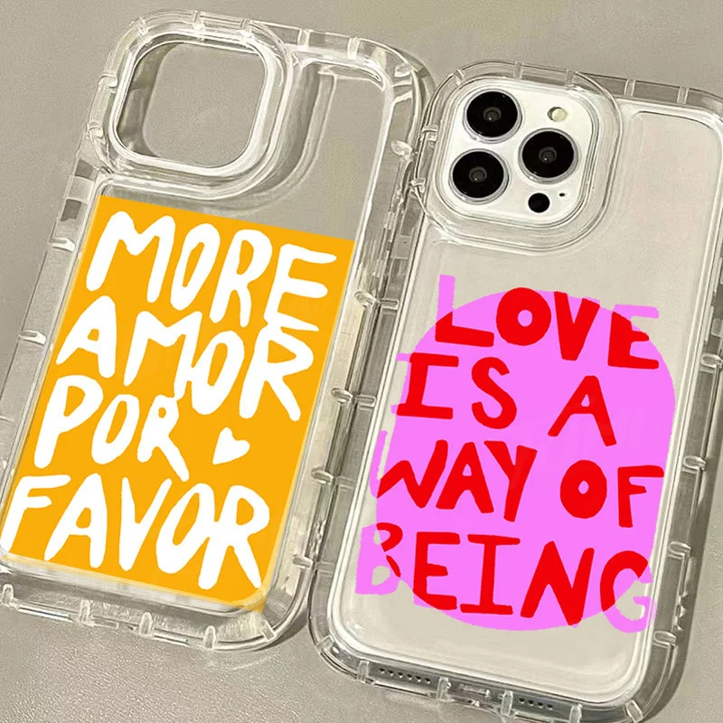 Graffiti More Amor Por Favor Shockproof Clear Silicone Phone Case