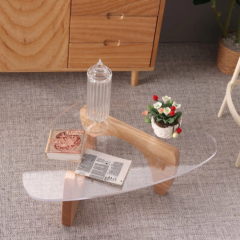 1:6 Dollhouse Miniature Coffee Table End Table Tea Table Furniture Model Decor miniature kitchen utensils miniature glass 8pcs set 1 12 dollhouse mini glass seasoning bottle simulation kitchen accessories model for doll house decor kids toys gift