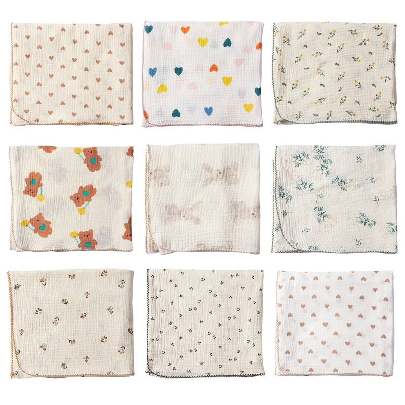 

Soft Print Muslin Swaddles Blanket for Newborns Crinkle Baby Bed Stroller Cover
