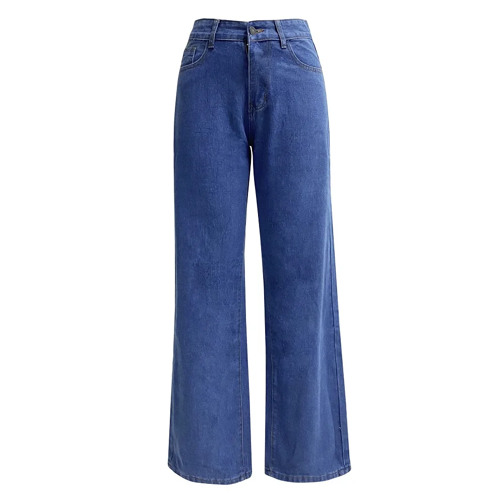 Women Denim Jeans Solid Stretch Straight Pants Ladies Casual Long Jean Trousers