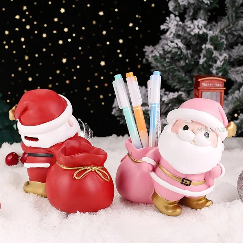 Multifunctional Pencil Holder Decor Santa Claus Piggy Bank Decor Ornament Penholder Collectible Saving Pen Holder Storage Prop fire extinguisher piggy bank resin craft piggy bank home decoration retro gift ornament c