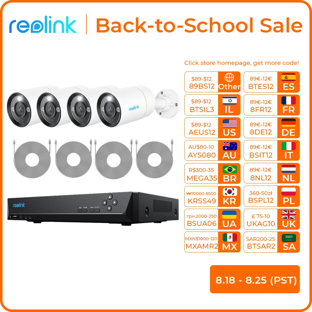 Reolink 8CH DVR For Reolink 5MP/8MP/12MP IP Security Camera 16CH NVR P2P H.265 24/7 Video Recorder Surveillance System Kit